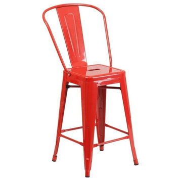 Flash Furniture 24" Metal Counter Stool in Red