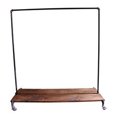 Monroe trades clothing rack distressed wood platform