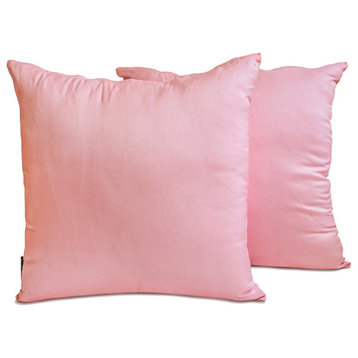 Art Silk 20"x36" Lumbar Pillow Cover Set of 2 Plain, Solid - Light Pink Luxury