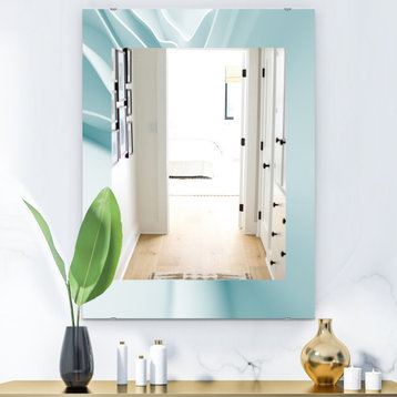 Designart Light Blue Waves 2 Modern Frameless Vanity Mirror, 24x32