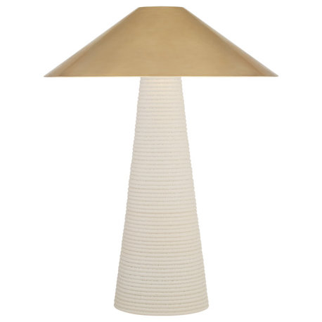 Miramar Accent Lamp in Porous White with Antique-Burnished Brass Shade