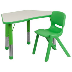 Contemporary Kids Tables And Chairs Flash Furniture Green Trapezoid Plastic Activity Table Configuration