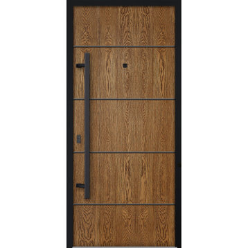 Exterior Prehung Steel Door Deux 6683 Natural Oak