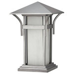 Hinkley Lighting - Harbor 1 Light 17" Tall Outdoor Pier Mount Lantern, Titanium - Harbor has an updated nautical feel, with a style inspired by the clean, strong lines of a welcoming lighthouse. The cast aluminum and brass construction is accented by bold stripes against the etched seedy glass.