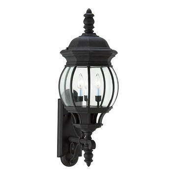 Sea Gull Lighting 88202-12 Outdoor Sconce with Clear Glass Shades Black Finish