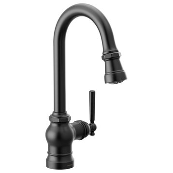 Moen One-Handle Pulldown Single Mount Bar Faucet Matte Black, S52003BL