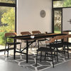 86.5" L Dining Table Black MDF Solid Walnut Wood Accent Blackened Metal Base