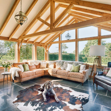 An oak frame garden room extends Cheshire farmhouse