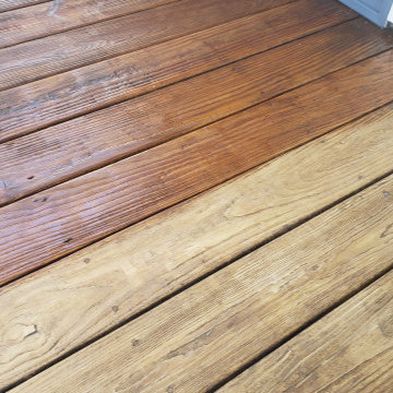 Evanston front porch power wash, staining and painting.