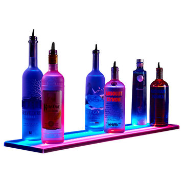 9" Wide Acrylic LED Illuminated Liquor Shelf and Display, Frosted Acrylic, 6'