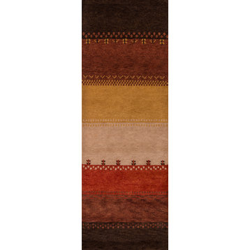 Desert Gabbeh Hand-Tufted Rug, Multi, 2'6"x8' Runner