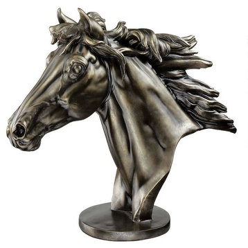 Bronze Finish Stallion Horse Statue