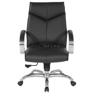 Deluxe Mid Back Black Executive Leather Chair With Chrome Base
