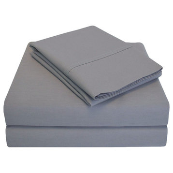 Superior Cotton Percale Deep Pocket Sheet Set, Grey, Twin