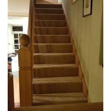 Installing Brown Carpet to Stairs