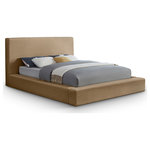 Meridian Furniture - Dorian Upholstered Bed, Beige, Full, Velvet - Add a touch of refined luxury with a modern edge to your bedroom with the Dorian beige velvet upholstered full bed. The soft velvet upholstery offers a smooth, inviting feel, while the low-profile design adds a contemporary twist. This bed is ideal for creating a chic, serene space to unwind and relax.
