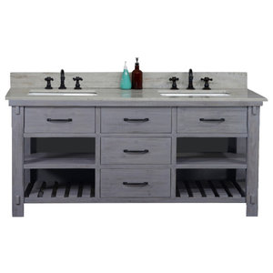 Willow Collections Santa Fe 84 in 84 x 22, Hale Navy Blue HARDWOOD CONSTRUCTION W x 22 in D Vanity in Hale Navy Blue with White Quartz and White Basins