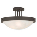 Livex Lighting - Ceiling Mount With White Alabaster Glass, Bronze - Classic and inviting, this semi flush mount works well with any style of decor. Finished in bronze with white alabaster glass for soft illumination.
