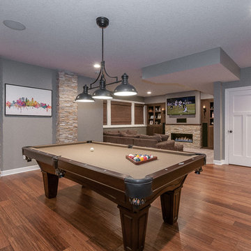 Basement Bar & Entertainment in Thorton Maple Saddle with pool table