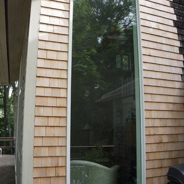Coastal Living Room: Matching Trapezoidal Window