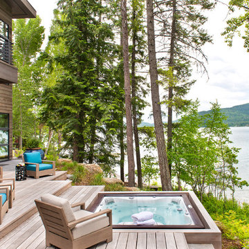 Lakeside Retreat, lake side deck, lakeside spa, modern deck, contemporary deck,