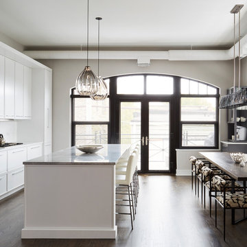 Open Concept Kitchen and Dining Room with Built in Banquette