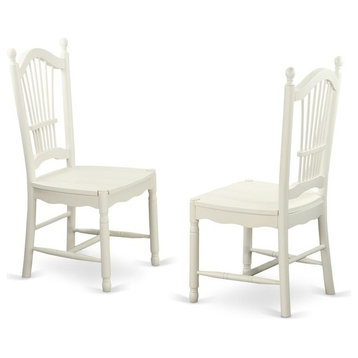 Dover Dining Room Chairs With Wood Seat, Finished In Linen White, Set of 2