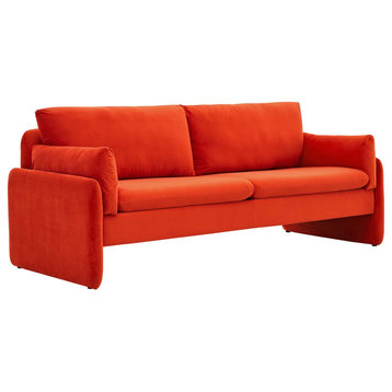 Indicate Performance Velvet Sofa, Orange