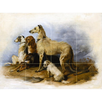 Tile Mural, Highland Dogs Backsplash Ceramic Matte