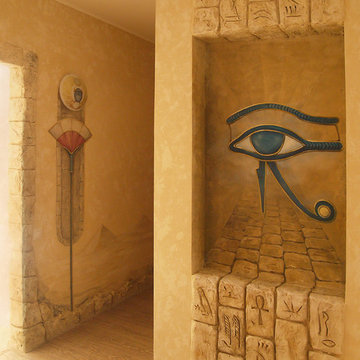 Проект "Египет" роспись стен коридора,барельеф, декоративная штукатурка