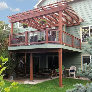 elevated Evergrain deck with pergola