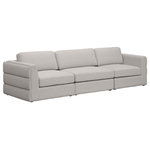 Meridian Furniture - Beckham Linen Textured Fabric Upholstered 3-Piece Modular Sofa, Beige - Liven up your living space with this Beckham beige durable linen polyester fabric sofa. Its beige color complements any contemporary home decor, while its durable linen and polyester fabric upholstery provides you with a soft and comfortable place to sit. This sofa is modular, so you can create infinite configurations, which are easily attached using the attachment latch underneath. Its linen, wood, and foam construction guarantees stability for years to come.