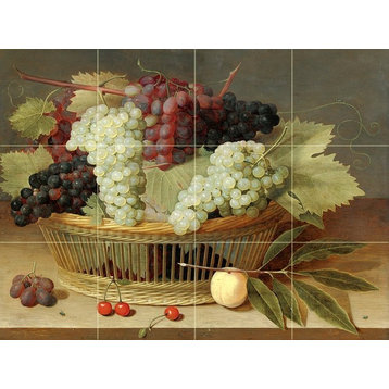 Tile Mural, Still Life With Grapes Marble Matte