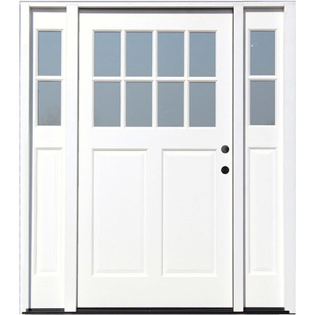 70"x80" White Cottage Ext. Front Door, Left Hand With 11" Sidelites