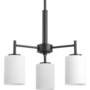 Replay 3-Light Chandelier, Black and Etched Painted White Inside