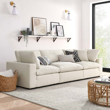 Modular Deep Sofa, Beige, Fabric, Modern, Lounge Cafe Hotel Lobby Hospitality