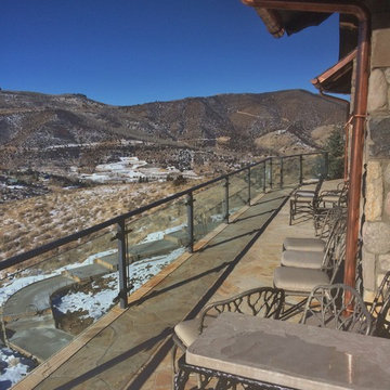 Mountain Home Exterior Glass Panel Handrail