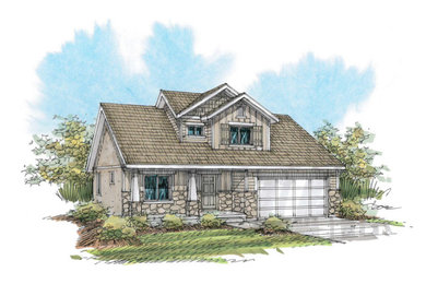 Example of an arts and crafts one-story stone exterior home design in Salt Lake City