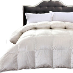 Royal Hotel - Baffle Box Silk Stripe Down Comforter, 900 TC - Comforters And Comforter Sets