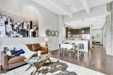 Living room - mid-sized transitional loft-style living room idea in New York