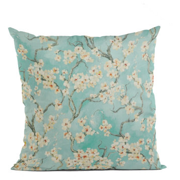 Spa Garden Cherry Blossoms Luxury Throw Pillow, Double sided 20"x30" Queen