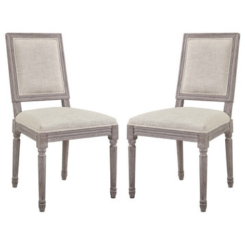Court Dining Side Chair Upholstered Fabric Set of 2, Beige