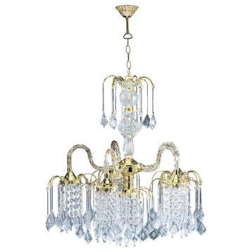 Two Tier Crystal and Gold Hanging Chandelier Light