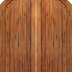 RS-1150 Arch Top Plank 1-Panel Rustic Hardwood Entry Double Door w Clavos - Front Doors