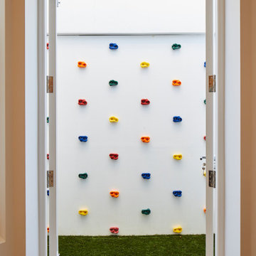Basement skylight climbing wall
