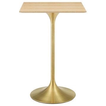 Lippa 28" Square Wood Bar Table, Gold Natural