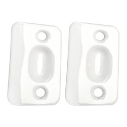 Designers Impressions - Ball Catch Strike Plates, Pair, White - White Replacement - Door Hardware