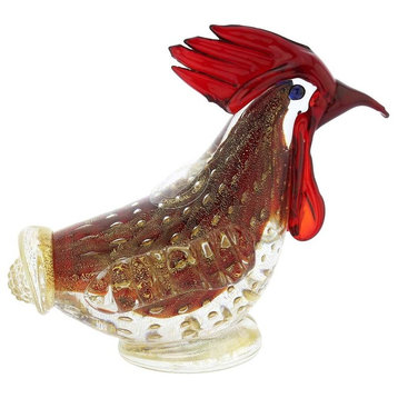 GlassOfVenice Murano Glass Bullicante Rooster - Red