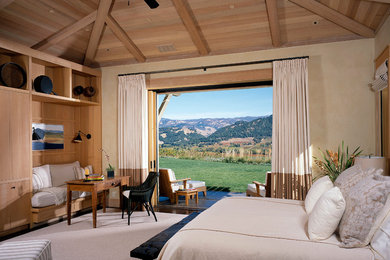 Inspiration for a large contemporary master dark wood floor bedroom remodel in San Francisco with beige walls and no fireplace