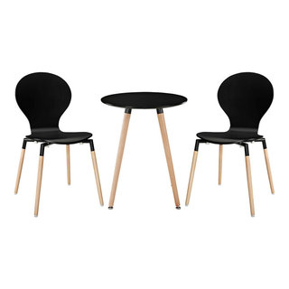 Modern Contemporary Kitchen Dining Chairs and Table Set of 3 Black ...